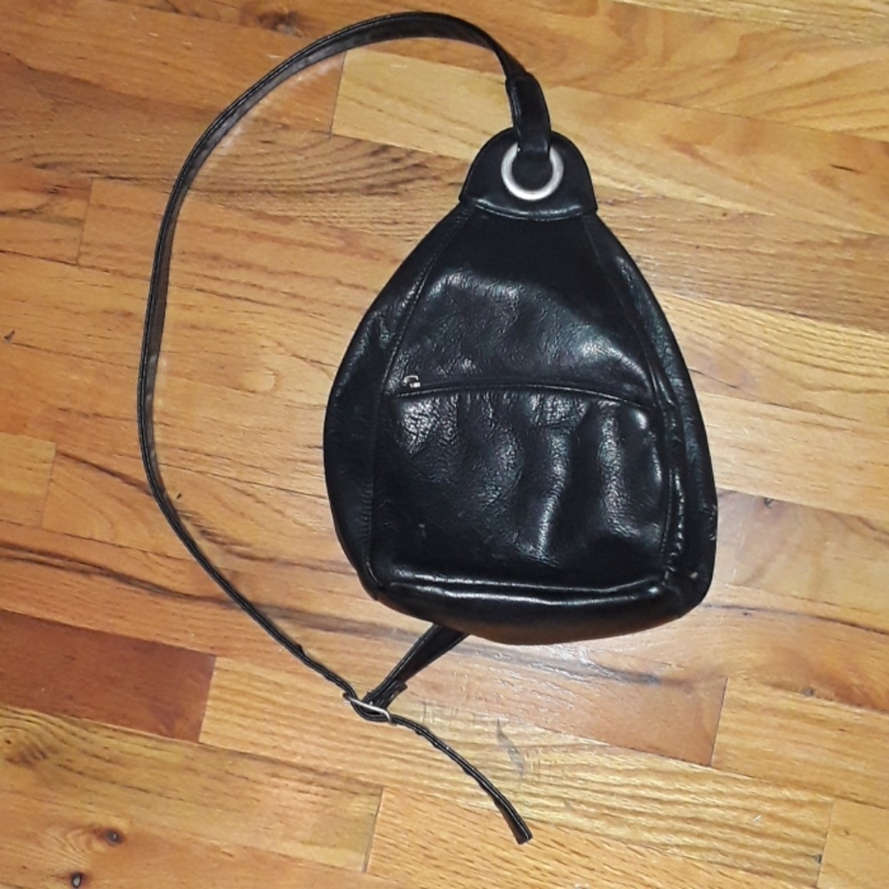Black leather backpack purse